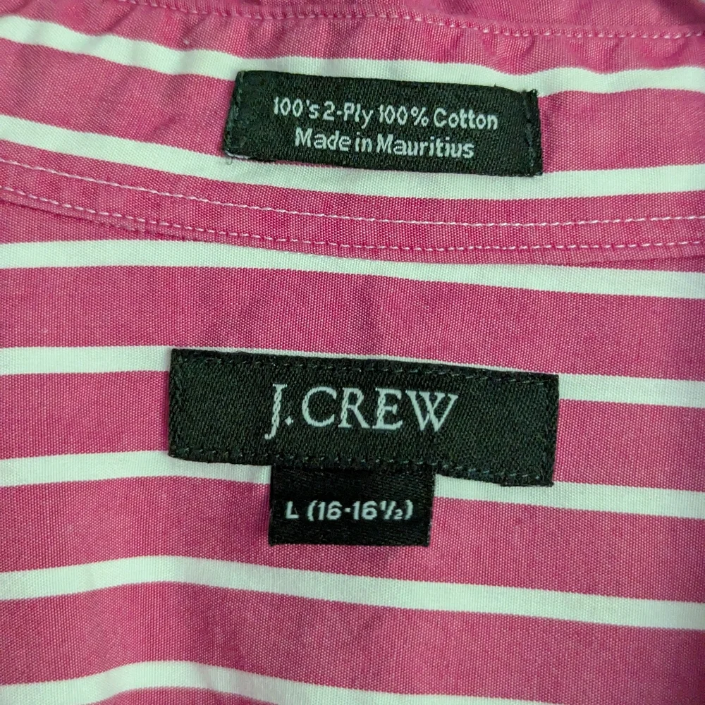Y2K Vtg J.Crew Men's Large Pink Stripe Cotton Long Sleeve Button Down Shirt 130